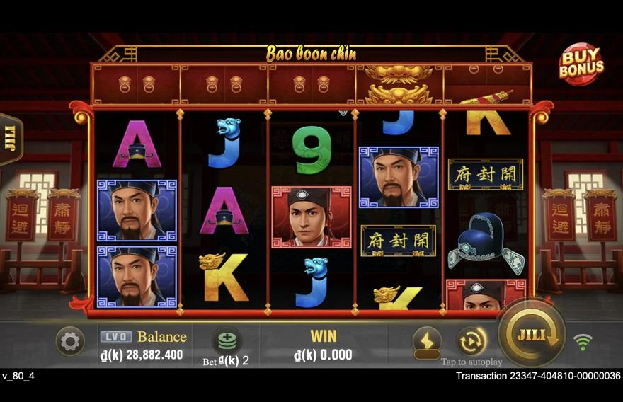 Ảnh bảng biểu tượng & tính năng game Bao boon chin (slot JILI) chơi tại LC79