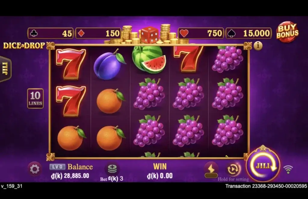 Ảnh giao diện chính game Dice & Drop (slot JILI) chơi tại LC79