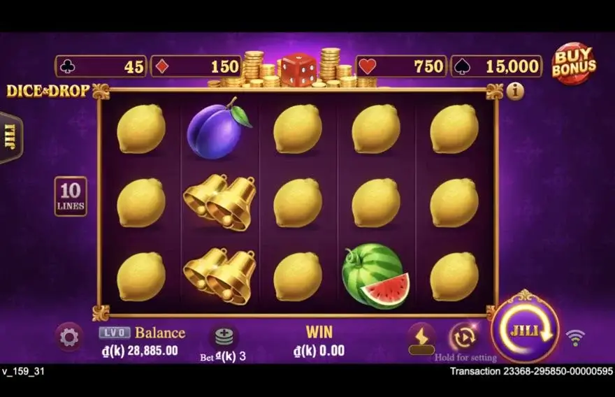 Ảnh màn hình gameplay game Dice & Drop (slot JILI) chơi tại LC79