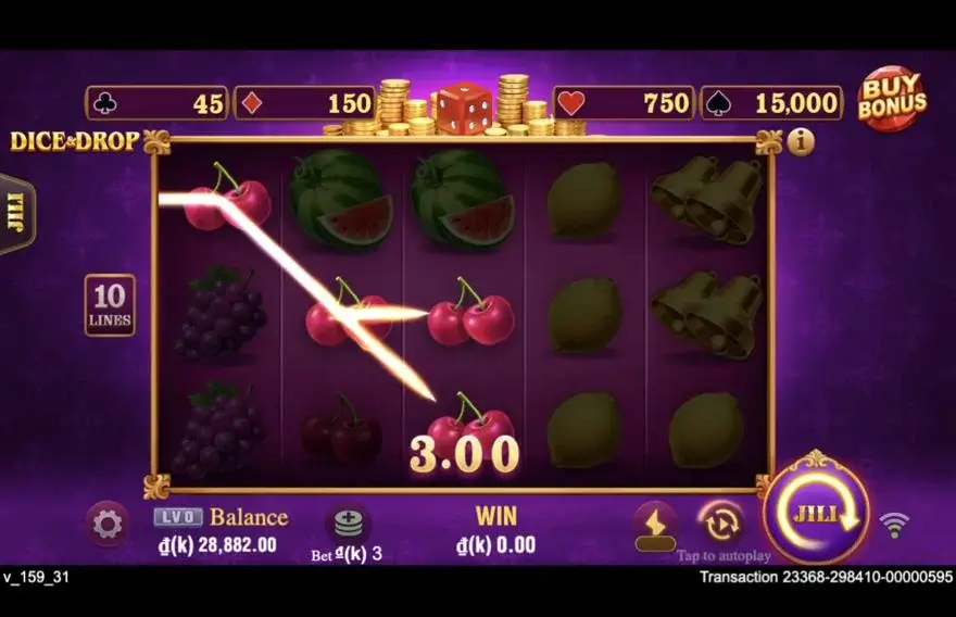 Ảnh bảng biểu tượng & tính năng game Dice & Drop (slot JILI) chơi tại LC79