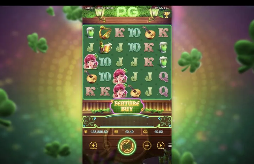 Ảnh bảng biểu tượng & tính năng game Lucky Clover Riches (slot PG) chơi tại LC79