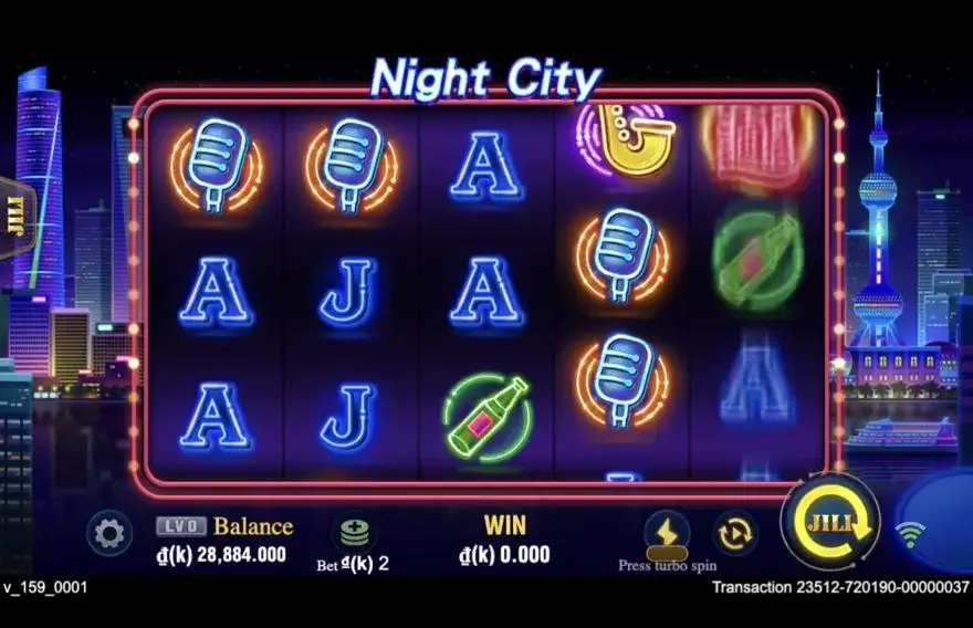Ảnh màn hình gameplay game Night City (slot JILI) chơi tại LC79