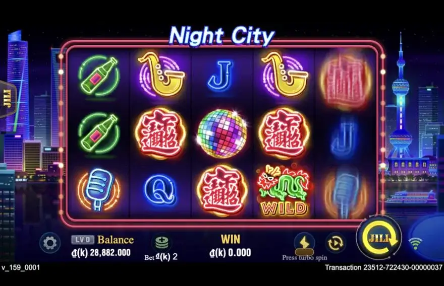 Ảnh bảng biểu tượng & tính năng game Night City (slot JILI) chơi tại LC79
