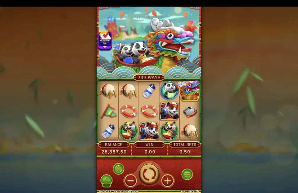 Ảnh giao diện chính game PANDA DRAGON BOAT (slot FC) chơi tại LC79
