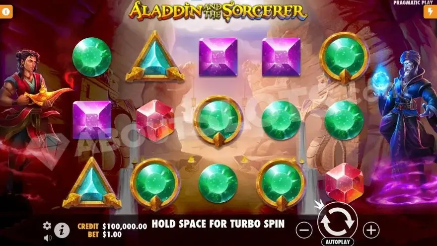Ảnh màn hình gameplay game Aladdin and the Sorcerer (slot PP) chơi tại LC79
