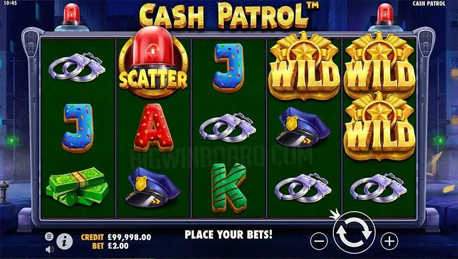 Ảnh giao diện chính game Cash Patrol (slot PP) chơi tại LC79