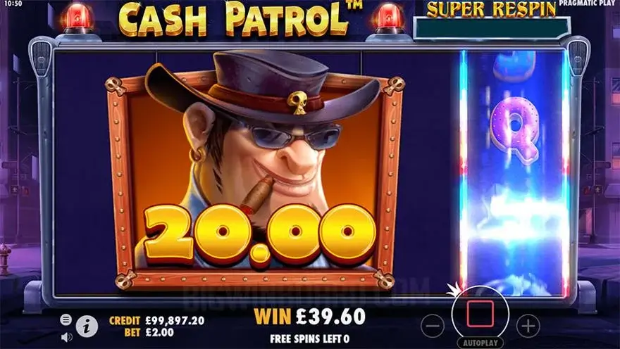 Ảnh bảng biểu tượng & tính năng game Cash Patrol (slot PP) chơi tại LC79