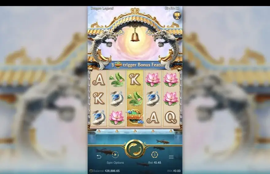 Ảnh bảng biểu tượng & tính năng game Dragon Legend (slot PG) chơi tại LC79