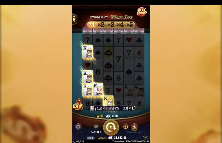 Ảnh màn hình gameplay game Mega Ace (slot JILI) chơi tại LC79