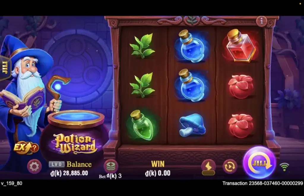 Ảnh giao diện chính game Potion Wizard (slot JILI) chơi tại LC79