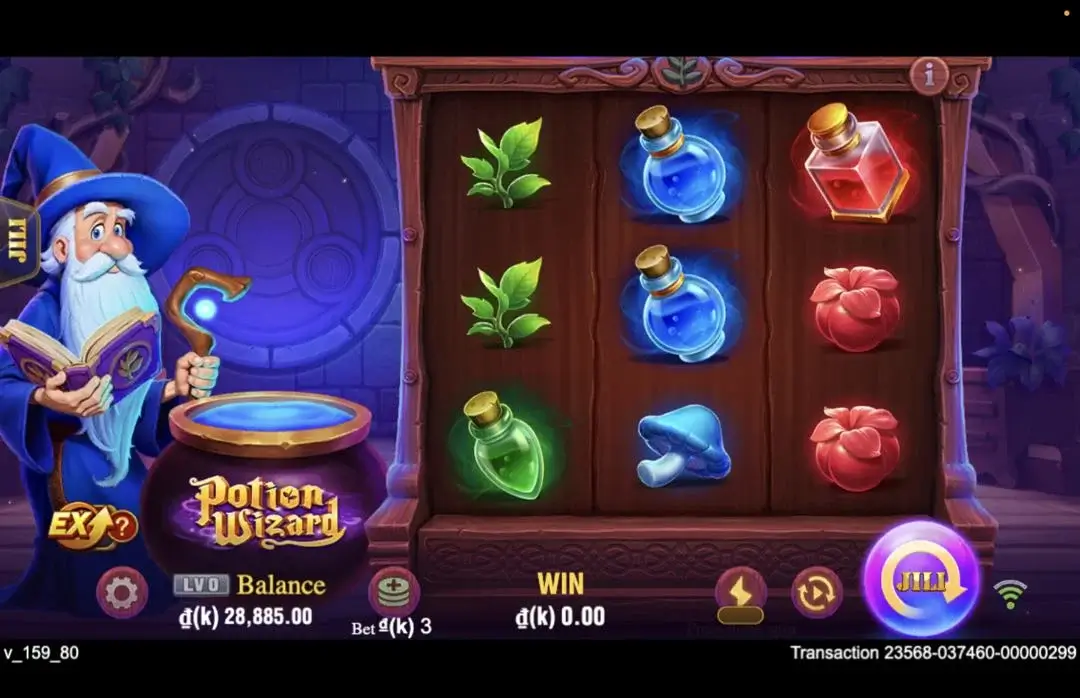 Ảnh giao diện chính game Potion Wizard (slot JILI) chơi tại LC79