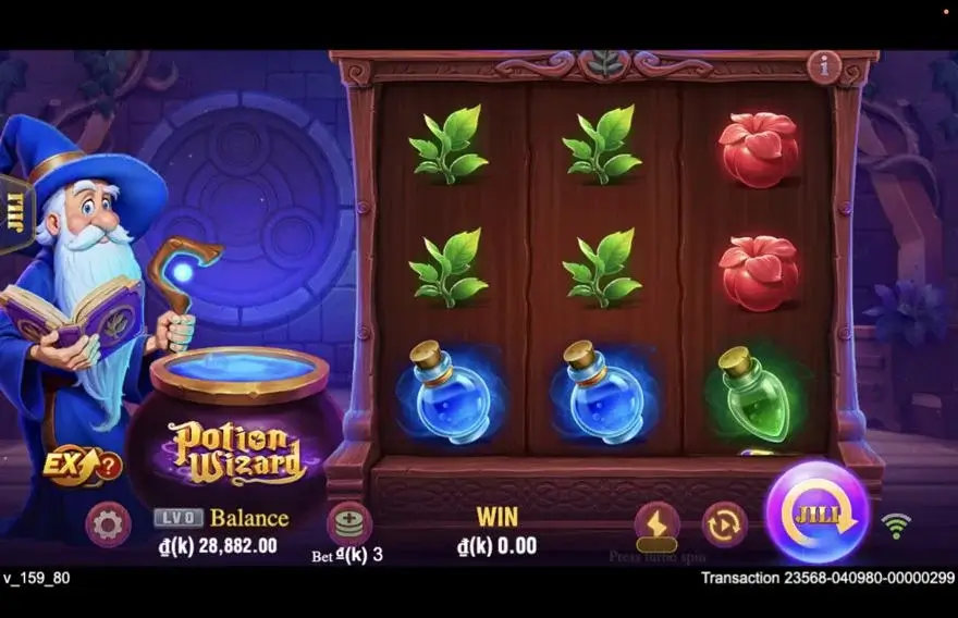 Ảnh màn hình gameplay game Potion Wizard (slot JILI) chơi tại LC79