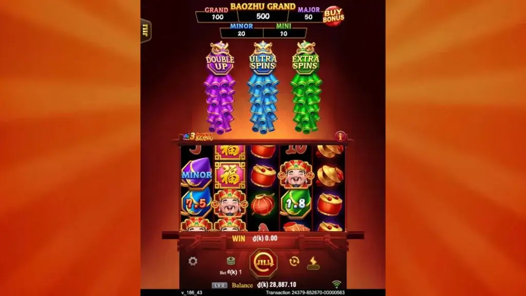 Ảnh giao diện chính game 3 Lucky Baozhu (slot JILI) chơi tại LC79