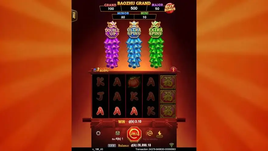 Ảnh màn hình gameplay game 3 Lucky Baozhu (slot JILI) chơi tại LC79