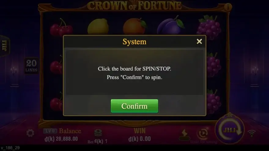Ảnh bảng biểu tượng & tính năng game Crown of Fortune (slot JILI) chơi tại LC79