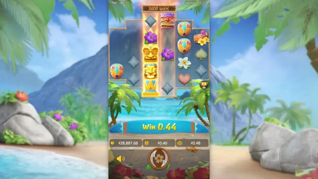 Ảnh giao diện chính game Hawaiian Tiki (slot PG) chơi tại LC79