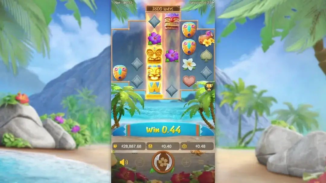 Ảnh giao diện chính game Hawaiian Tiki (slot PG) chơi tại LC79