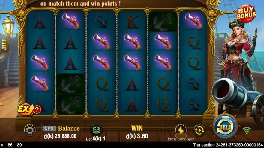 Ảnh bảng biểu tượng & tính năng game Pirate Queen (slot JILI) chơi tại LC79