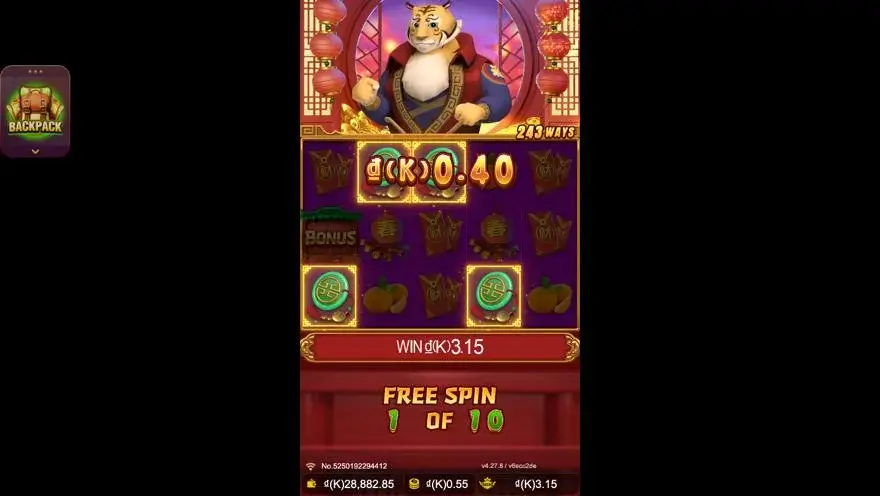 Ảnh màn hình gameplay game Prosperity Tiger (slot JDB) chơi tại LC79