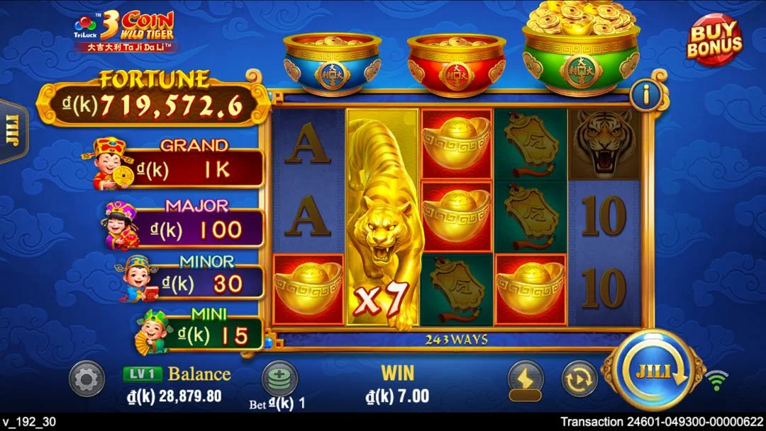 Ảnh giao diện chính game 3 Coin Wild Tiger (slot JILI) chơi tại LC79