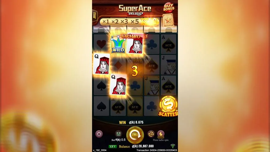 Ảnh bảng biểu tượng & tính năng game Super Ace Deluxe (slot JILI) chơi tại LC79